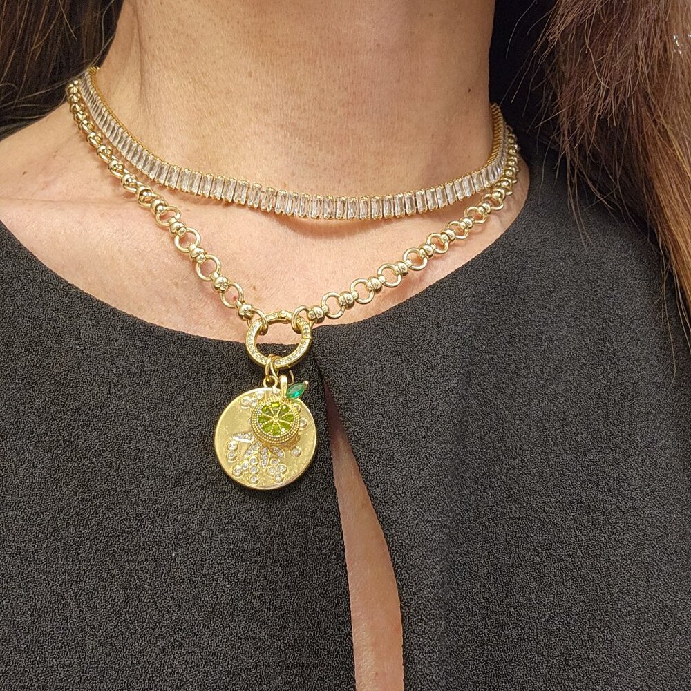 Set of tennis necklace and  tennis bracelet gold plated NEW